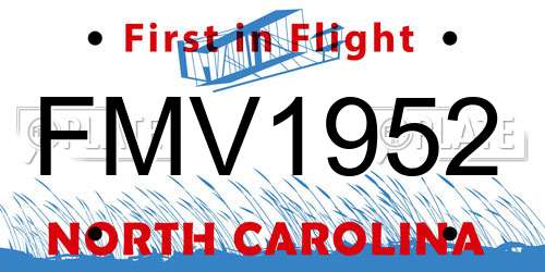 FMV1952 North Carolina License Plate