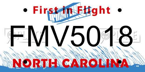 FMV5018 North Carolina License Plate