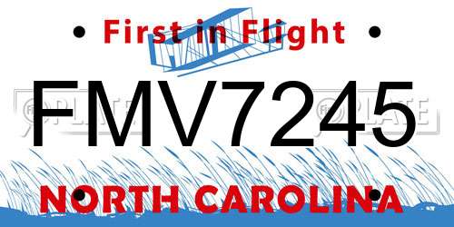 FMV7245 North Carolina License Plate