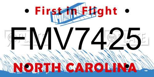 FMV7425 North Carolina License Plate