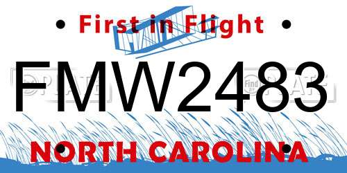 FMW2483 North Carolina License Plate