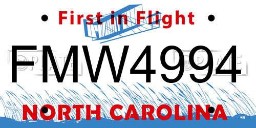 FMW4994 North Carolina License Plate