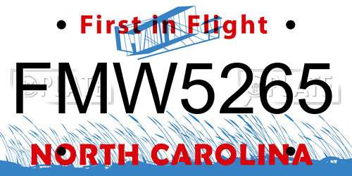 FMW5265 North Carolina License Plate