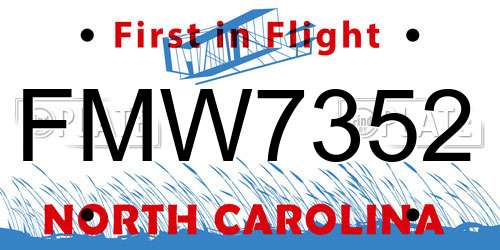 FMW7352 North Carolina License Plate