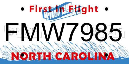 FMW7985 North Carolina License Plate