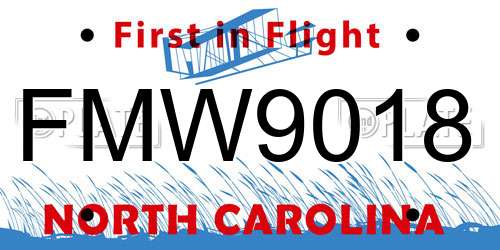 FMW9018 North Carolina License Plate