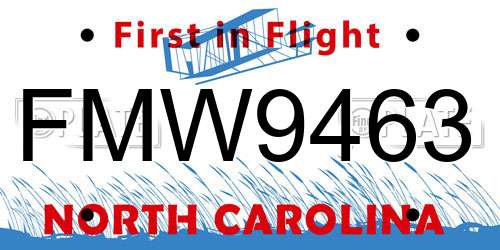 FMW9463 North Carolina License Plate