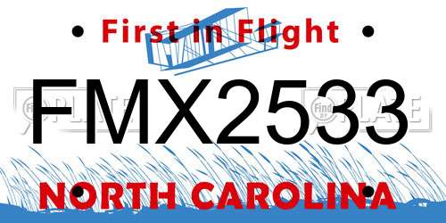 FMX2533 North Carolina License Plate