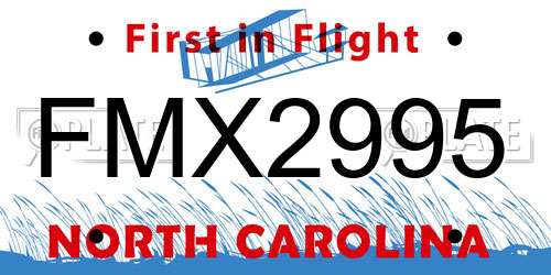 FMX2995 North Carolina License Plate