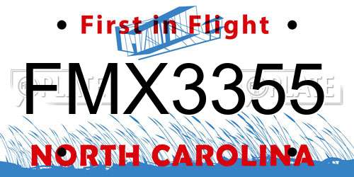 FMX3355 North Carolina License Plate