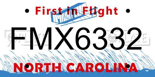 FMX6332 North Carolina License Plate