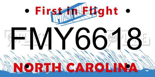 FMY6618 North Carolina License Plate