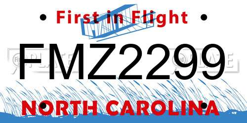 FMZ2299 North Carolina License Plate