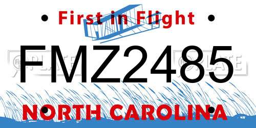 FMZ2485 North Carolina License Plate