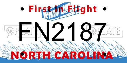 FN2187 North Carolina License Plate