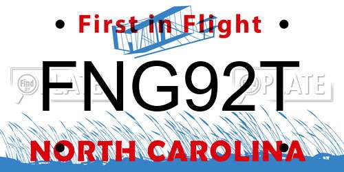 FNG92T North Carolina License Plate