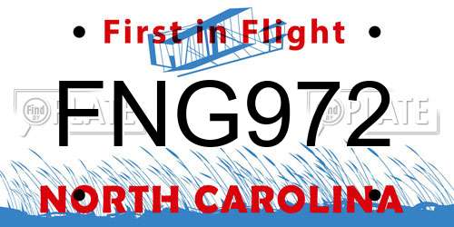 FNG972 North Carolina License Plate