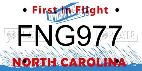 FNG977 North Carolina License Plate