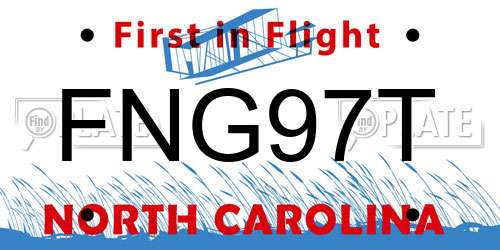 FNG97T North Carolina License Plate