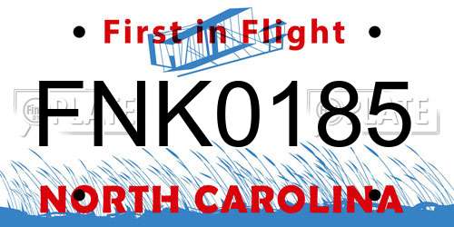 FNK0185 North Carolina License Plate