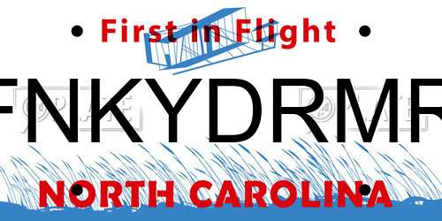 FNKYDRMR North Carolina License Plate