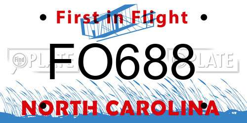 FO688 North Carolina License Plate