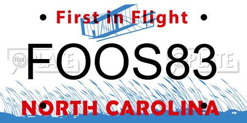 FOOS83 North Carolina License Plate