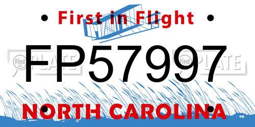 FP57997 North Carolina License Plate