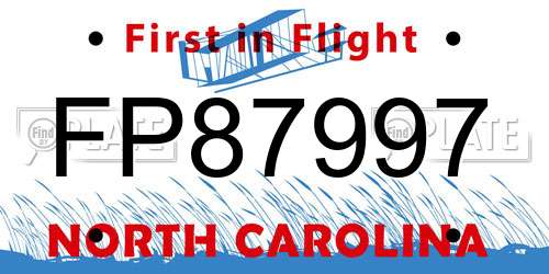 FP87997 North Carolina License Plate