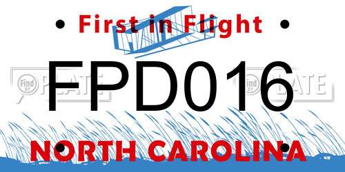 FPD016 North Carolina License Plate