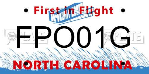 FPO01G North Carolina License Plate