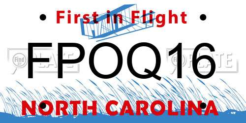 FPOQ16 North Carolina License Plate
