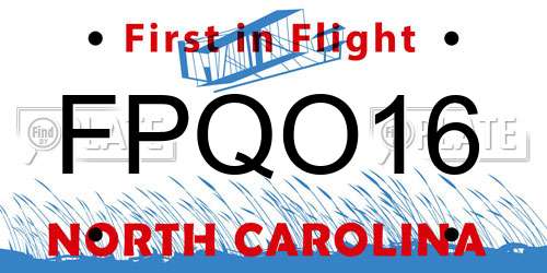 FPQO16 North Carolina License Plate