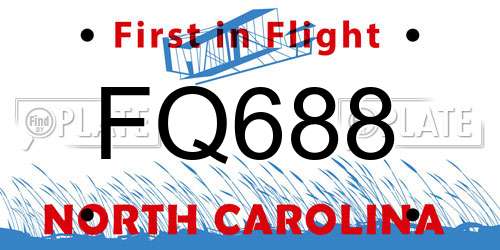 FQ688 North Carolina License Plate