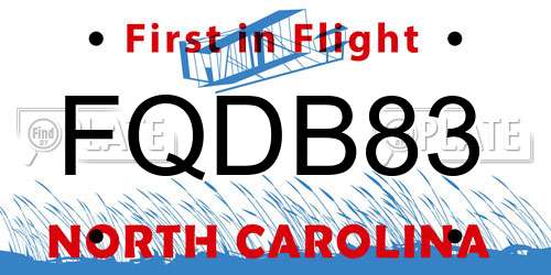 FQDB83 North Carolina License Plate
