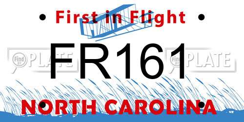 FR161 North Carolina License Plate