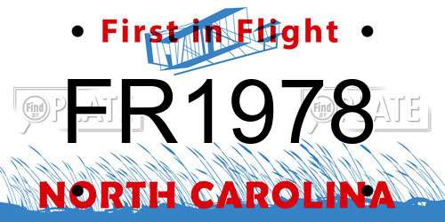 FR1978 North Carolina License Plate