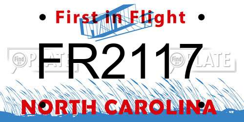 FR2117 North Carolina License Plate