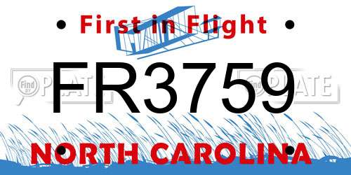 FR3759 North Carolina License Plate