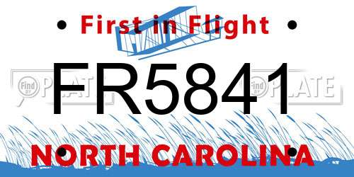 FR5841 North Carolina License Plate