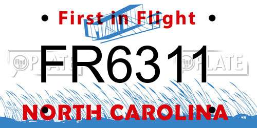 FR6311 North Carolina License Plate