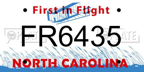 FR6435 North Carolina License Plate