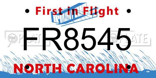 FR8545 North Carolina License Plate