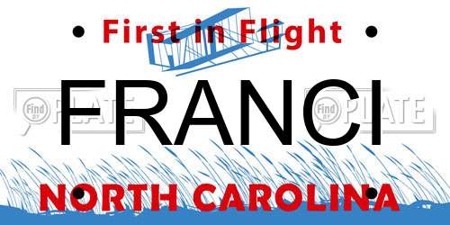 FRANCI North Carolina License Plate
