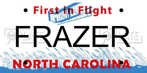 FRAZER North Carolina License Plate