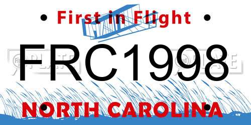 FRC1998 North Carolina License Plate