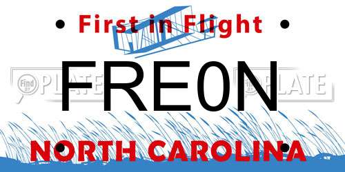 FRE0N North Carolina License Plate