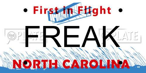 FREAK North Carolina License Plate