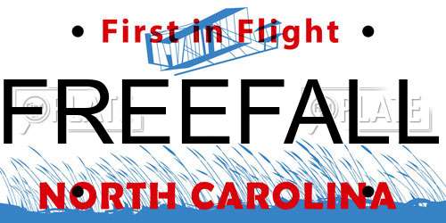 FREEFALL North Carolina License Plate