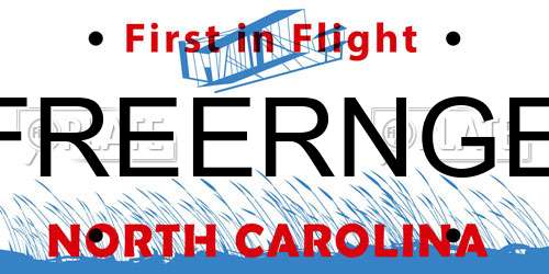 FREERNGE North Carolina License Plate